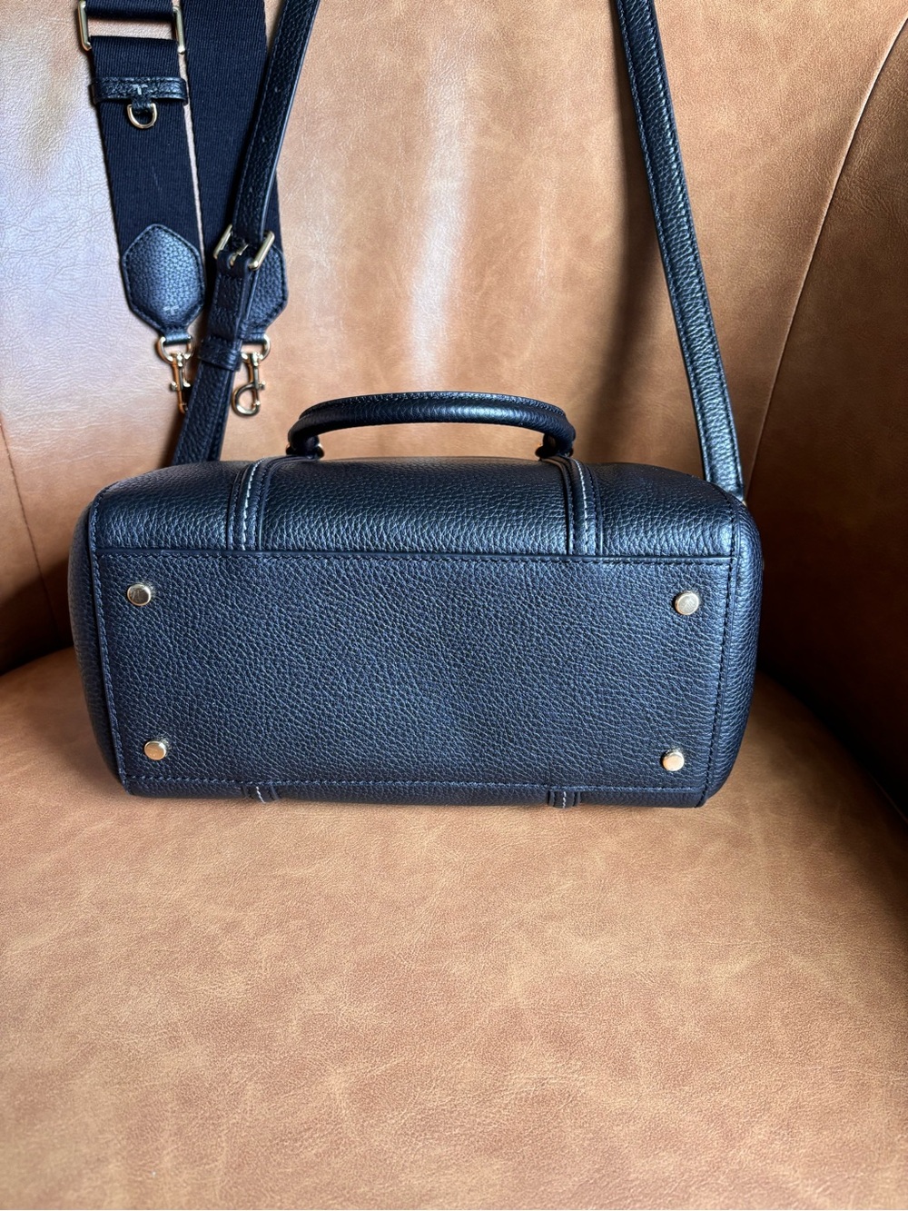 Tory Burch Thea Pebbled Leather Satchel Crossbody Black EUC - Picture 3 of 8